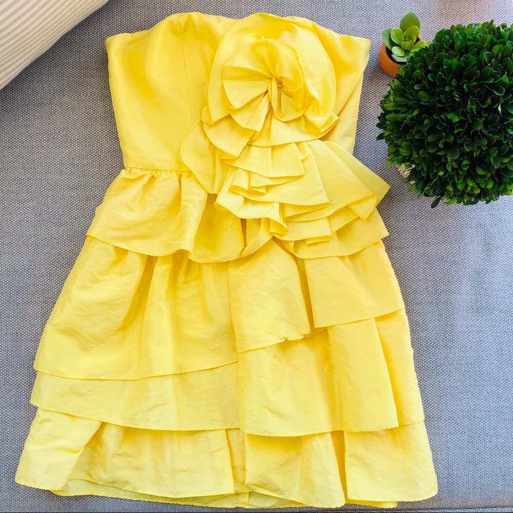 Arden B. Yellow Taffeta Bow Cocktail Dress